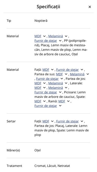 Noptiera (2 bucati) HOKKSUND Jysk cu sertar