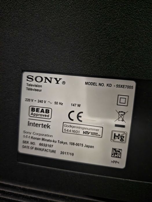 Sony KD-55XE7005 55" 4K TV HDR BRAVIA, Edge LED with Frame dimming