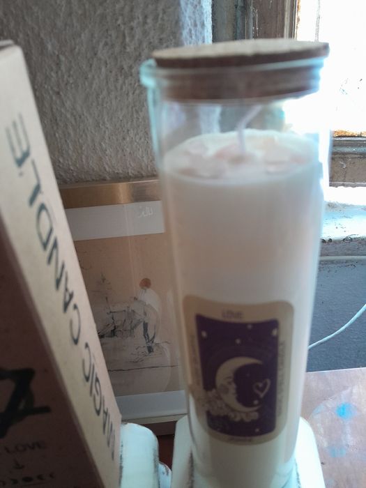 INEDIT Lumanare pt ritualuri masiva in sticla cu cristale pretioase