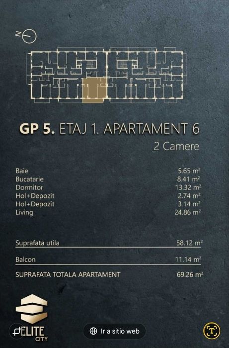 Se vinde apartament finisat cu parcare elite city