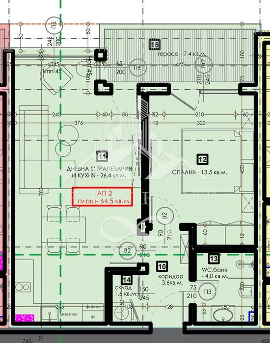 2-стаен в Пазарджик, област-гр.Велинград площ 75 цена 86300