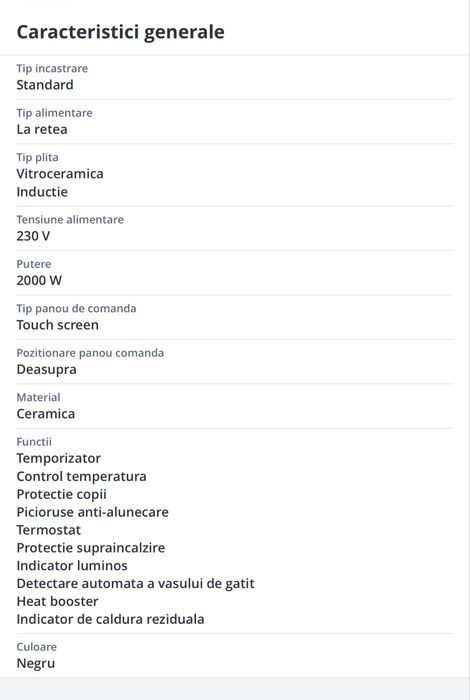 Plita cu inductie simpla 2000W, Rommelsbacher, CTS2000/IN