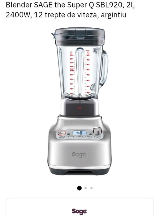Blender SAGE the Super Q SBL920, 2l, 2400W, 12 trepte de viteza, argintiu