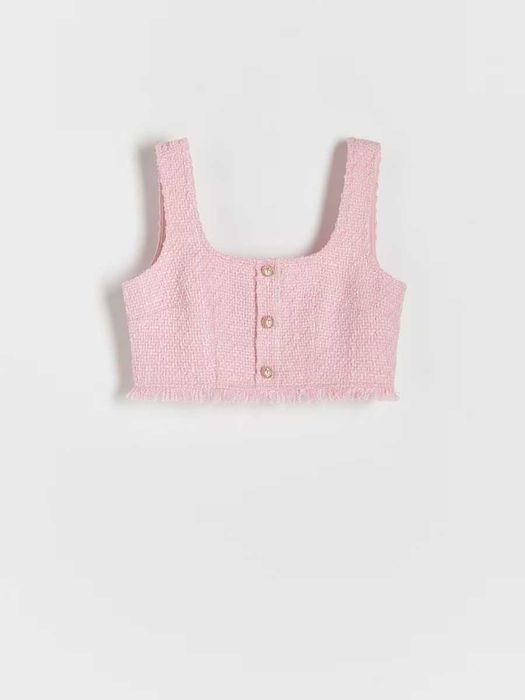 Сет от пола, бюстие и риза Reserved със съдържание на вълна, в розово