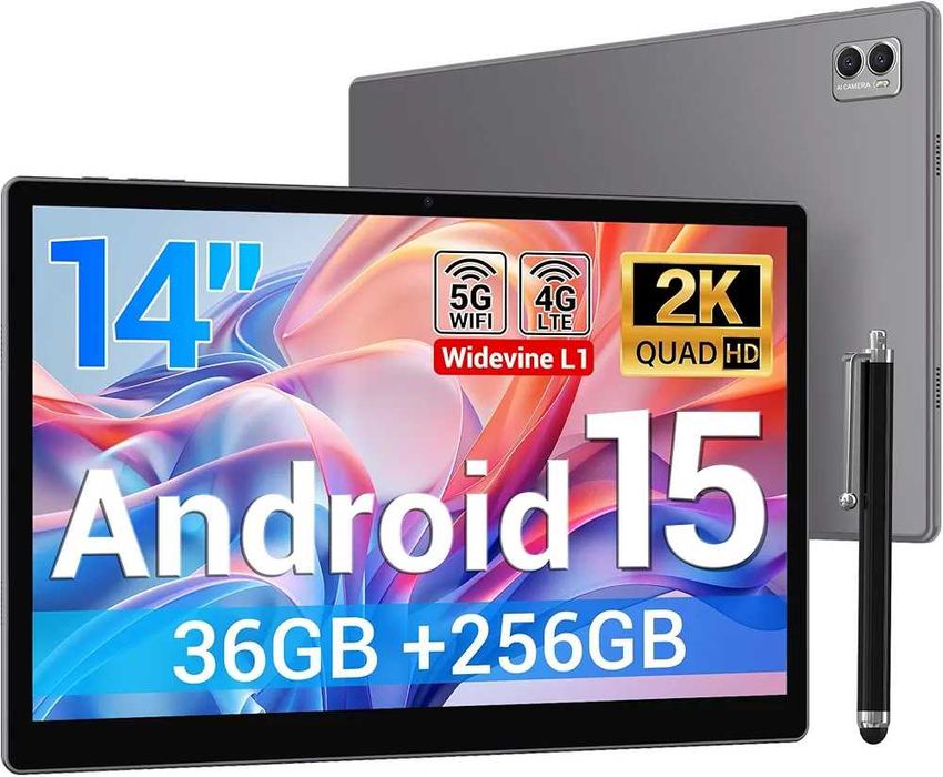 Огромен 14 инчов Таблет BEYNIVAN Android 15 36GB RAM 256GB ROM, USB-C
