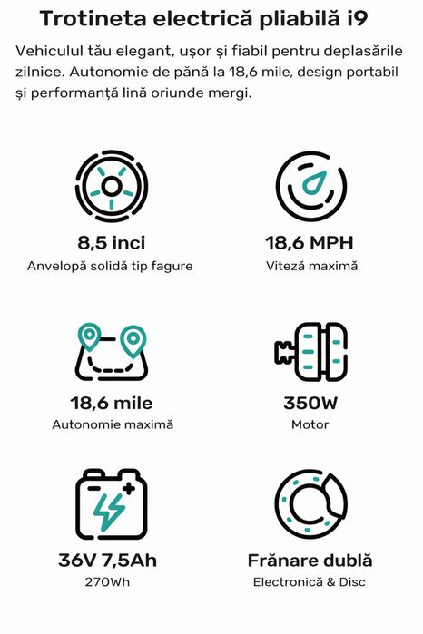 I9 350W Scooter electric 30km raza