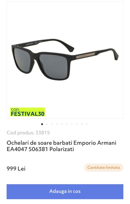 Ochelari de soare Emporio Armani EA4047, noi, factura comerciant