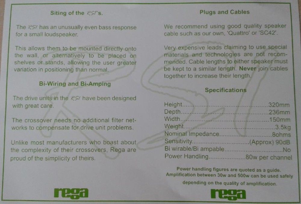 REGA RS1 Boxe Audiophile Made în ENGLAND Preț de MAGAZIN 840€