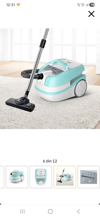 Aspirator cu spalare BOSCH AquaWash&Clean BWD420HYG, 5l, 2000W, alb-bleu