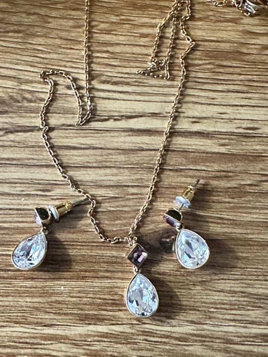 Комплект обици и колие Swarovski с розови кристали Swarov