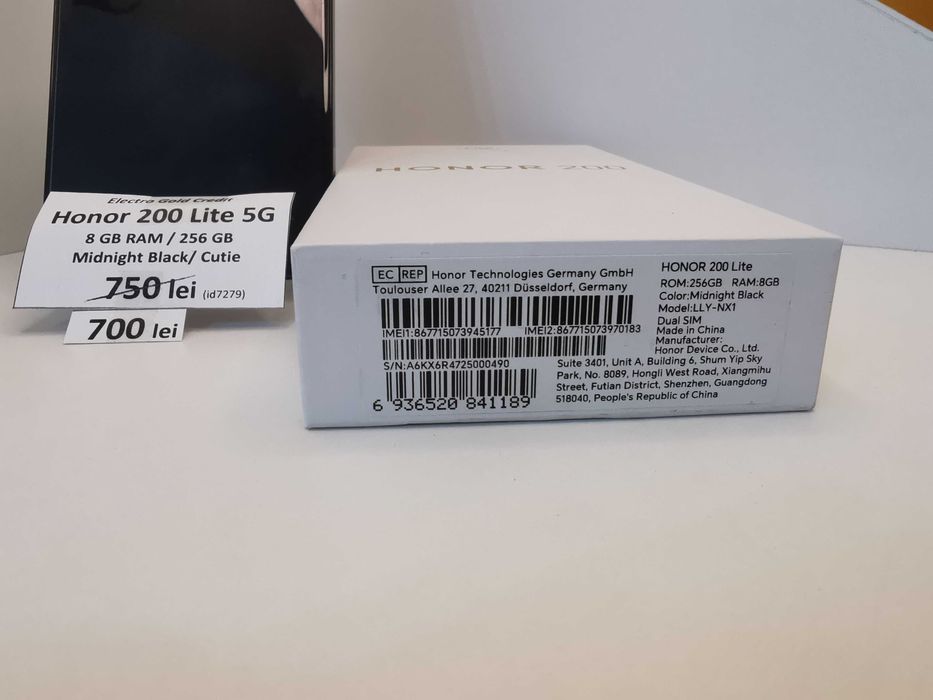 Honor 200 lite 5G 8GB RAM/256GB/Black/Produs impecabil! ID7279