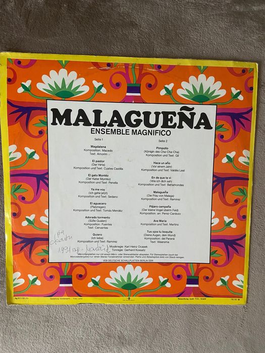 Грамофонна плоча MALAGUEÑA Музика от Испания