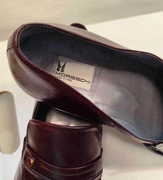 Pantofi loafer de lux 44 44.5 Moreschi lucrati manual piele naturala moale maro castana