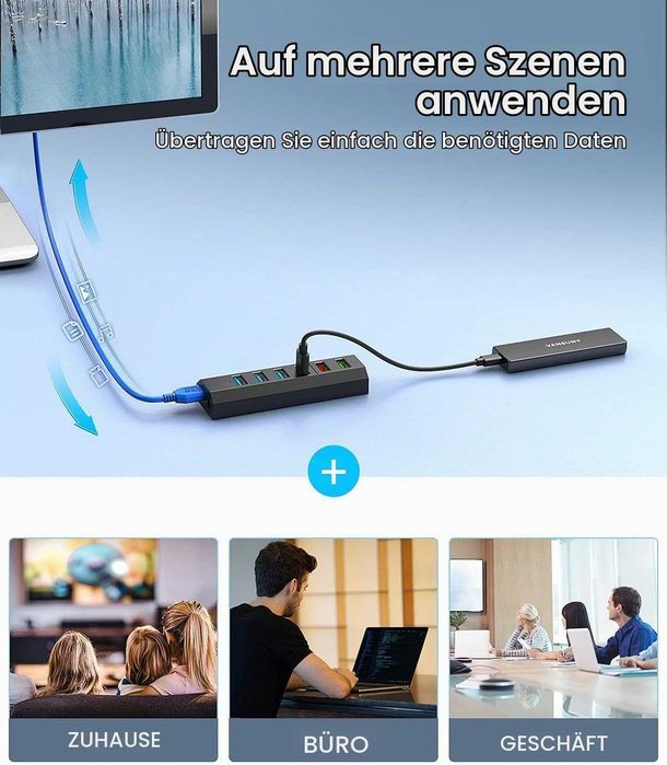 Vansuny USB 3.0 хъб с 6 порта и захранване 24W