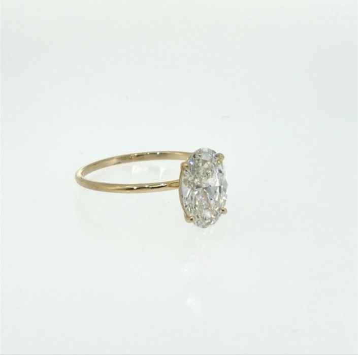 Златен Диамантен пръстен Овал,14K | 2 ct Lab Grown Diamond | IGI | VS2 | Нов Размер 54