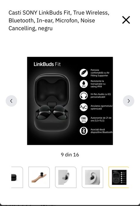 SONY LinkBuds Fit, True Wireless, sigilate, transport inclus. OCAZIE