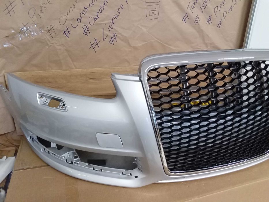 Pachet Bara fata CU GRILA RS LOOK Audi A6 4F 08-10 LY7W LX7W Argintiu