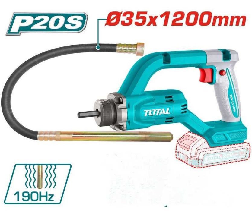 Акумулаторен вибратор за бетон 20 V 2x4AH жило 1,2м. Ф35
