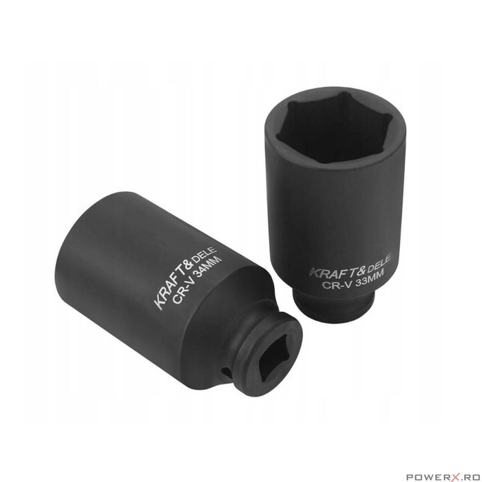 Trusa tubulare de impact, 1/2" kexagonale, 10 - 38mm, 20 piese, Kraft