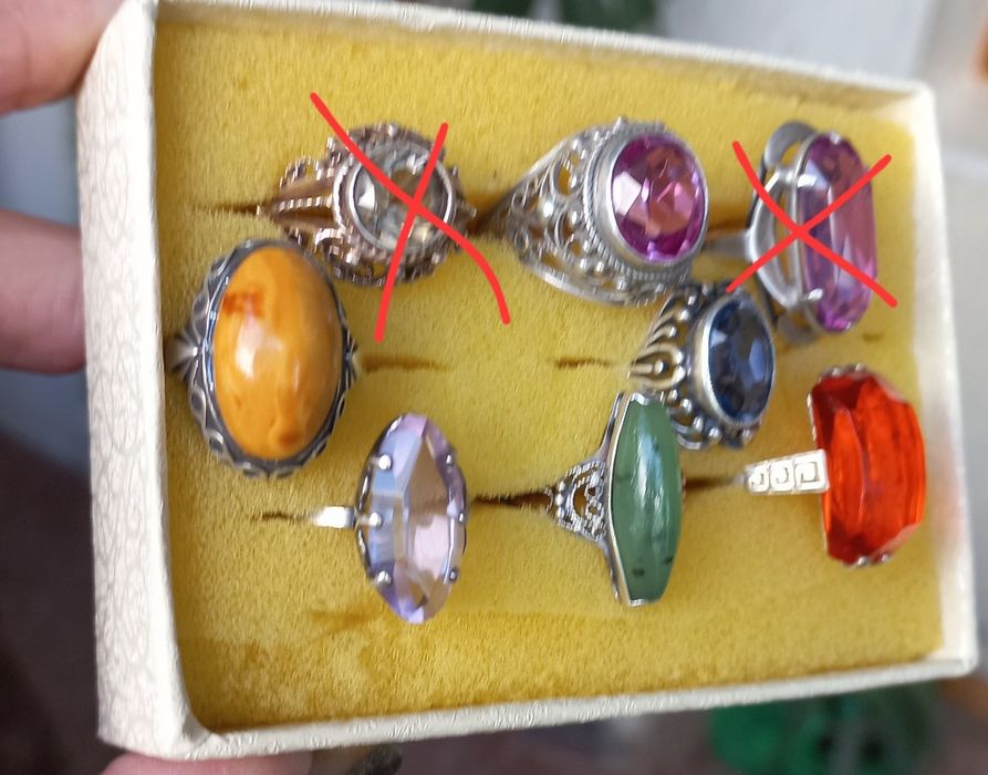 СССР серебро 875пр,925пр.кольца в позолоте,см.все фото