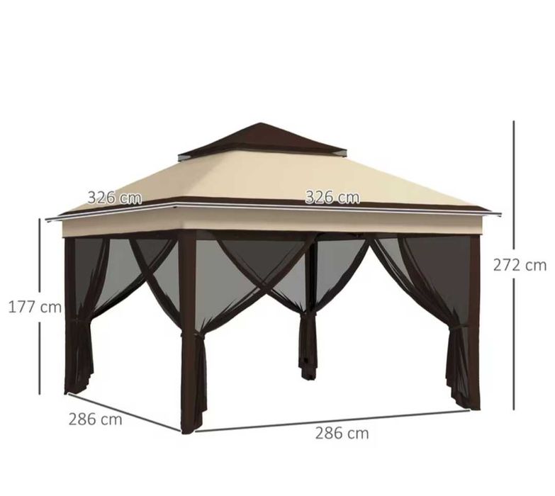 Foisor de grădină reglabil Outsunny_(326x326x272 cm),nou în pachet