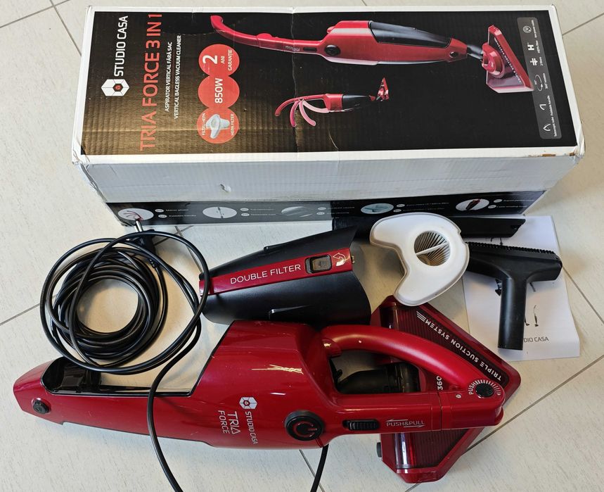 Aspirator Vertical Studio Casa Tria Force 3 in 1, 850W, Filtru HEPA