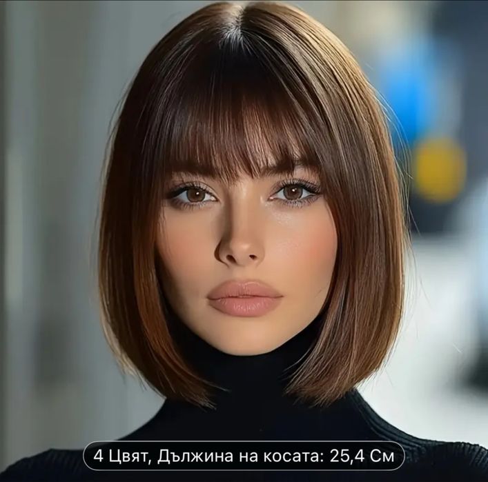 Високо качество кестенява перука