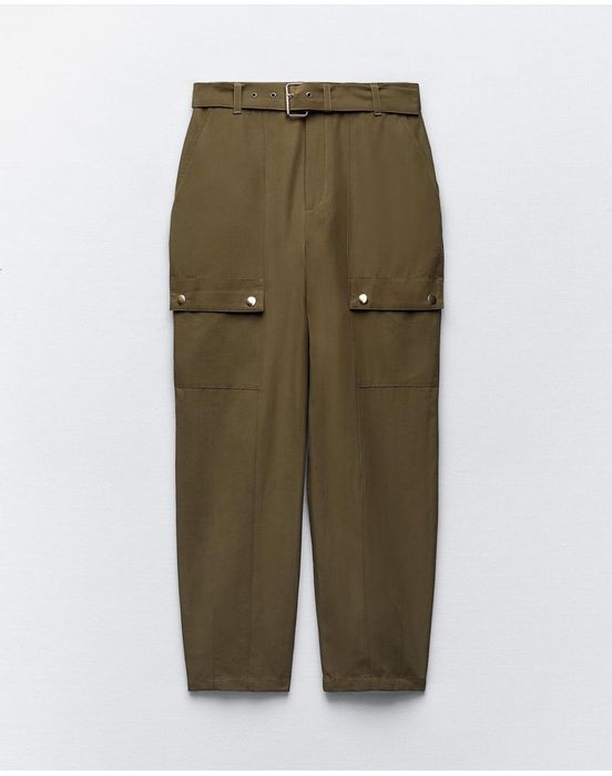 Pantaloni cargo, military kaki verde olive  Zara