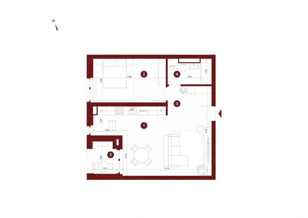 Apartament 2 camere Nou in Via Carmina direct de la dezvoltator