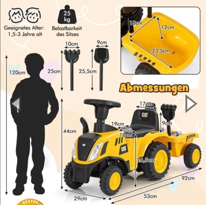 Tractor de copii galben