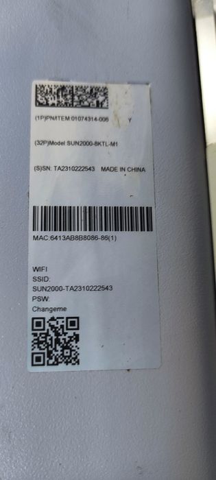 Invertor Huawei SUN2000-8KTL-M1 + Smart meter + Smart dongle WIFI/Ethernet