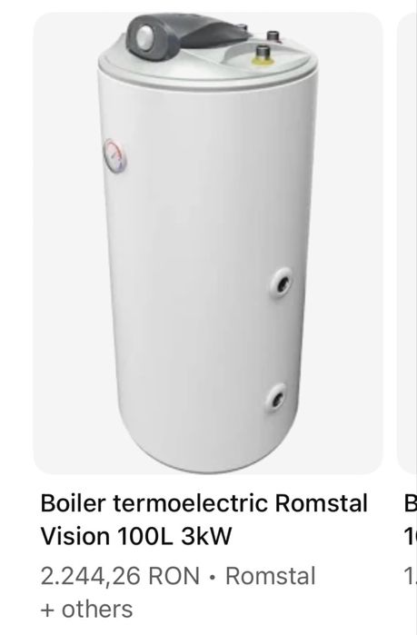 Boiler termoelectric cu o serpentina, Romstal Vision, 100L, 3kW