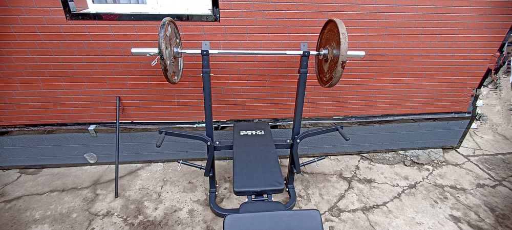 Скамья для жима штанга блины