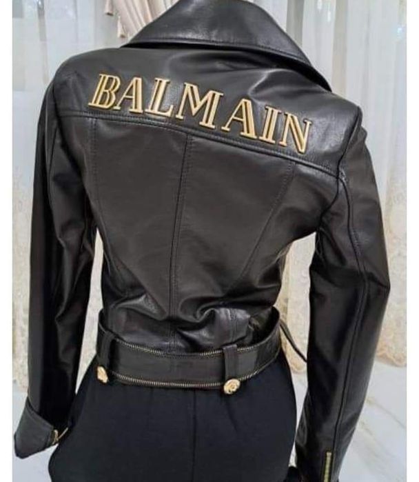 Geacă damă Balmain piele naturală 100%,logo metalic/Italia