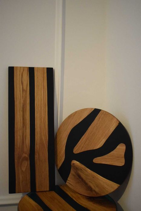 Platou din lemn de stejar si  rășină epoxidică