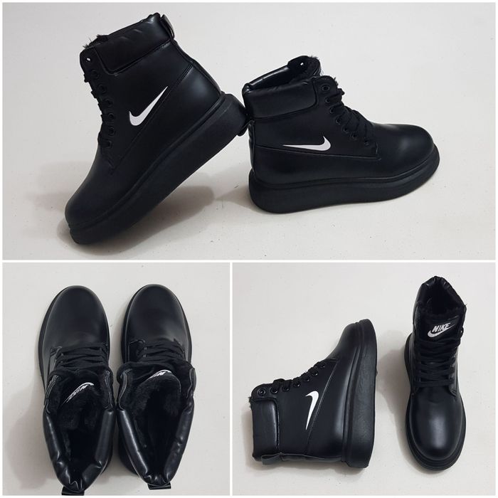 Ghete impermeabile Nike, bocanci de iarnă Nike, piele neagă, nr.38 EU