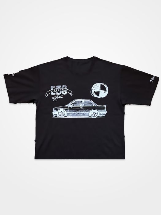 Футболка в скетч стиле BMW E30. RAWFORM. Оригинальная