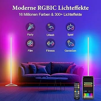 Lampa LED RGBIC pentru living, dimmable, 140 cm, 16 milioane culori