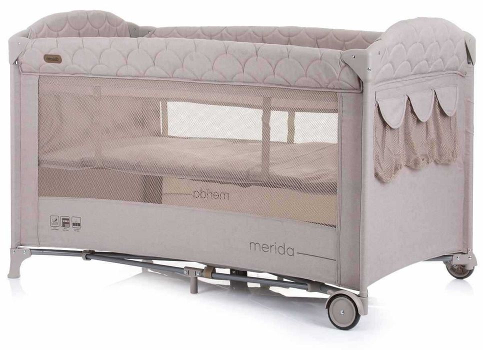 Кошара с падаща страна Chipolino - Мерида, цвят Пясък+матрак+протектор