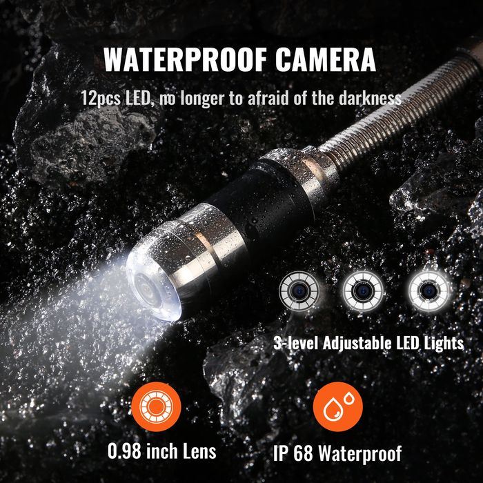 Camera Inspectie Tevi,Ecran 17.8cm,1000TVL,20.1m