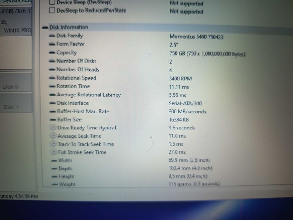 Hard disc laptop, 750gb Seagate, sata 2 5400rpm, viata 100% , gratis windows 10 instalat pe el