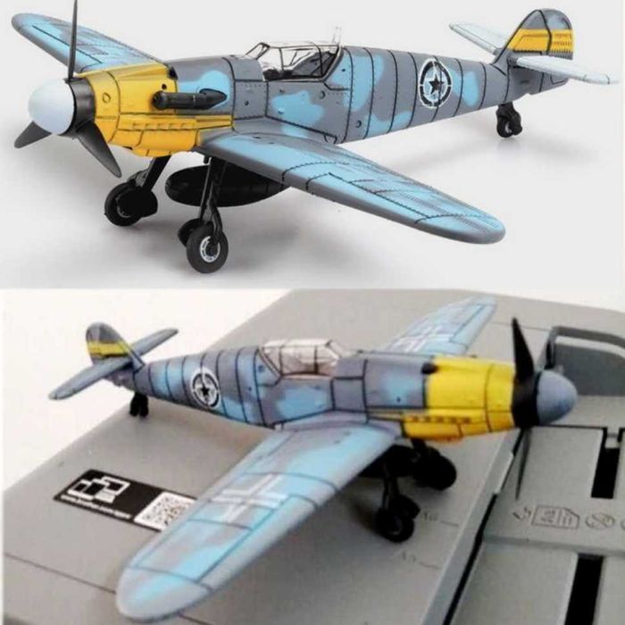 Macheta avion BF-109 scara 1:48 22cm gri /verde/blue camuflaj