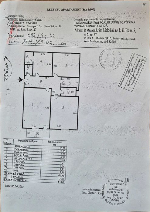 Apartament 3 camere Galati Mazepa 1