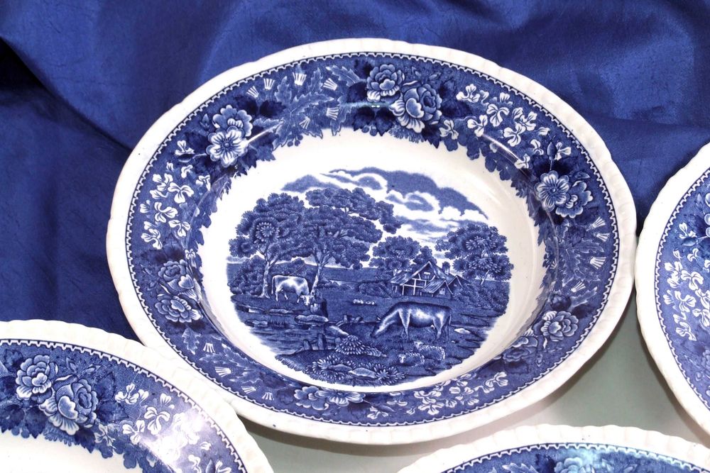 Set 6 Farfurii ADAMS WEDGWOOD (Anglia), pictate manual, IMPECABILE