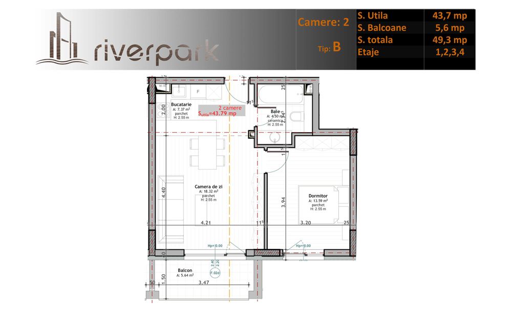 River Park: Apartament NOU 2 camere