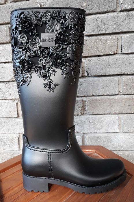 Melissa Гумени термо ботуши с 3D флорален дизайн нови