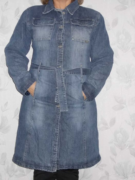 Утепленный джинсовый плащ, размер 48 (L)