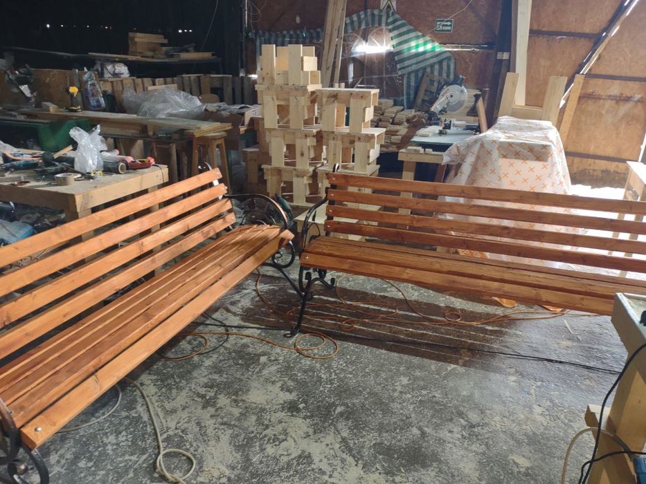 Banca fier forjat cu lemn masiv de brad