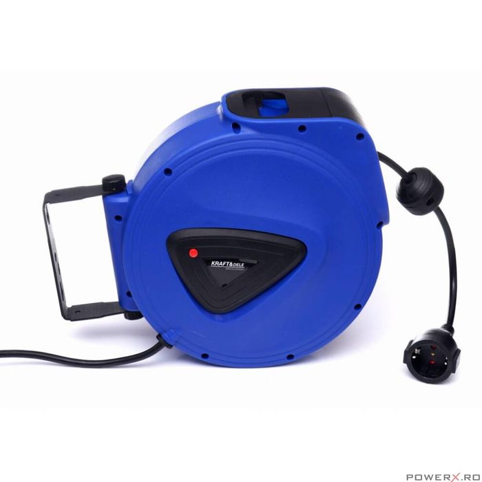 Cablu electric prelungitor cu tambur retractabil automat, 20m, Kraft
