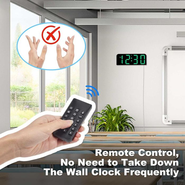 Дигитален стенен часовник Sukeen с дистанционно и аларма